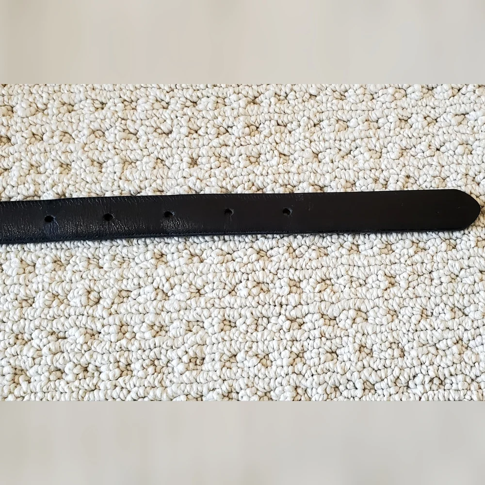 Etienne Aigner Vtg Horse Bit Buckle Black Leather Minimalist Belt, XL, EUC